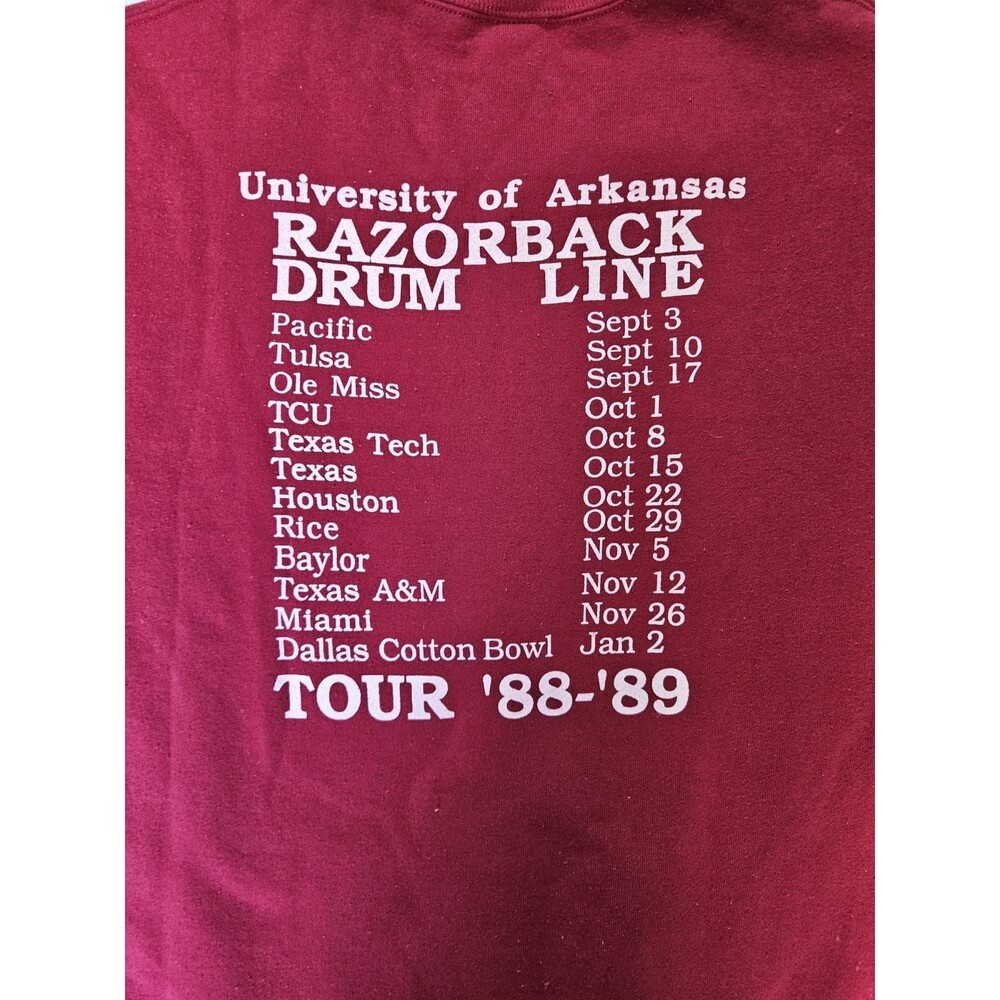 VTG SZ. L 80's Russell Athletics Arkansas Razorbacks DRUM LINE 88-89 Sweatshirt - Picture 4 of 10